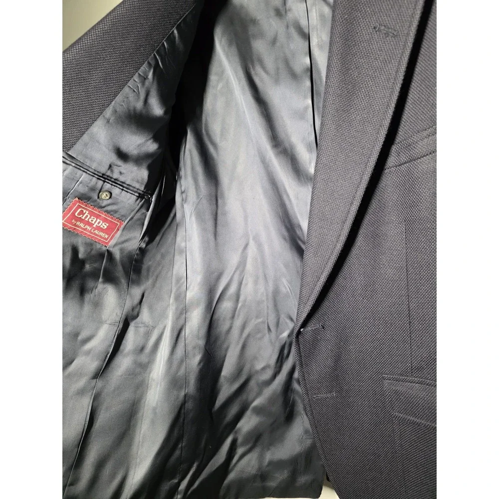 Chaps Ralph Lauren Hopsack Mens 42R Navy Virgin Wool Gold-Button Sport Coat